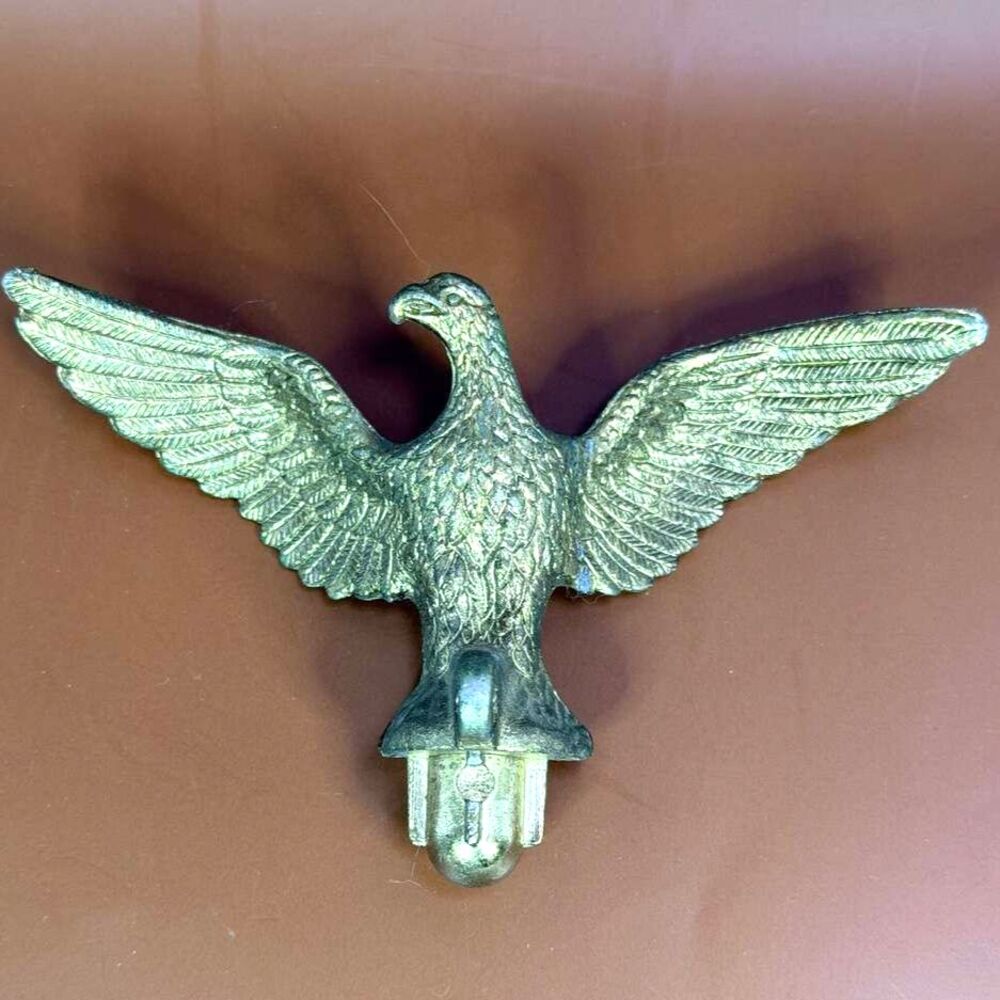 Vintage Brass Spread Wing Eagle Flagpole Finial Topper